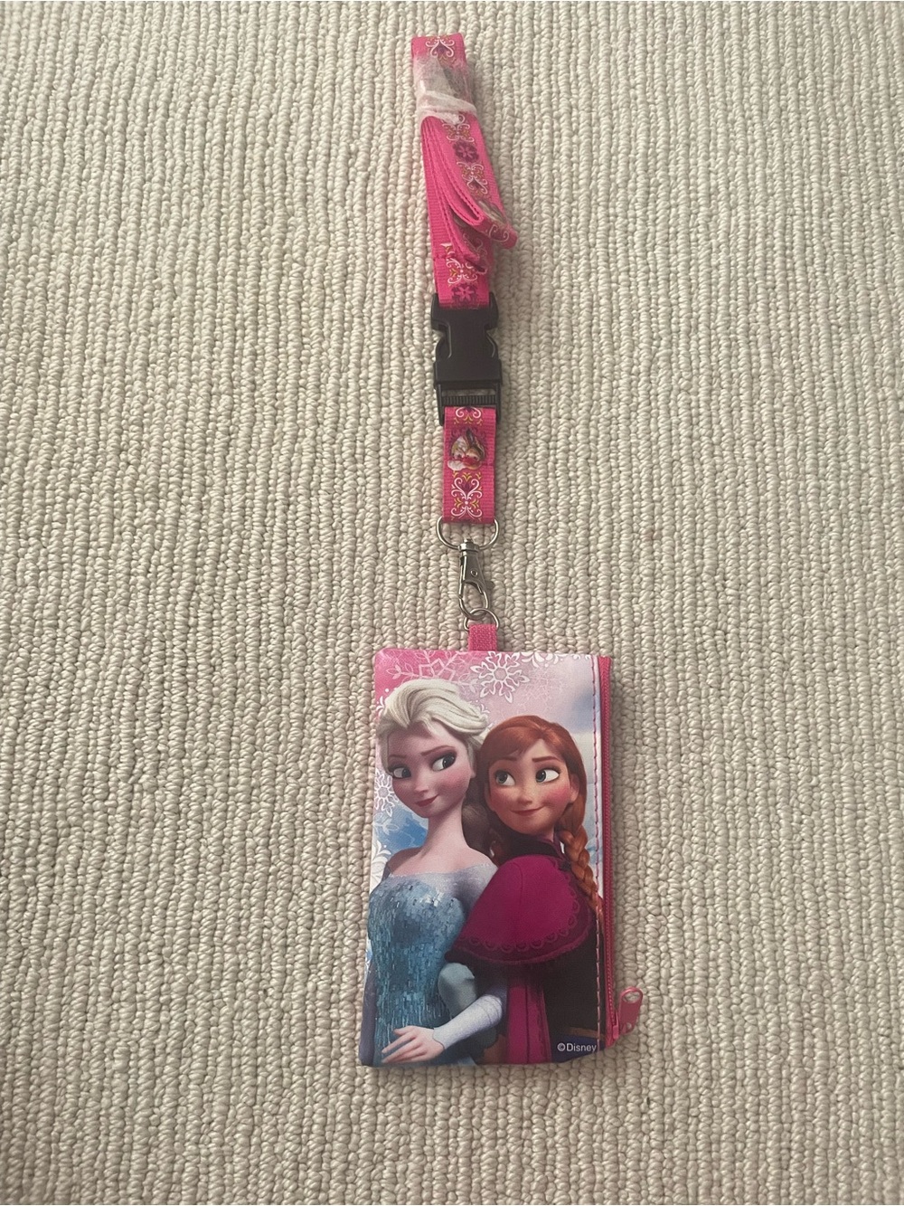 Disney Frozen Pink Kids Lanyard Wallet with Elsa & Anna c38